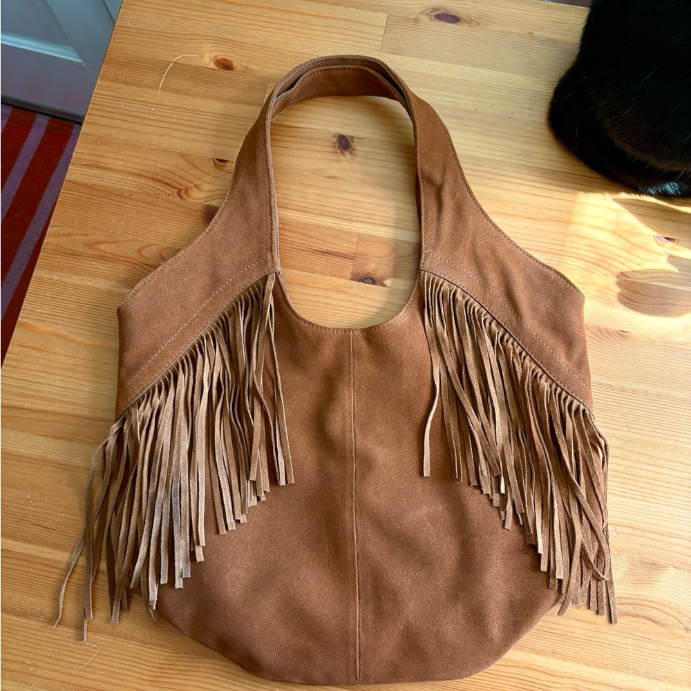 Lucky Brand Brown Suede Fringe Shoulder Bag